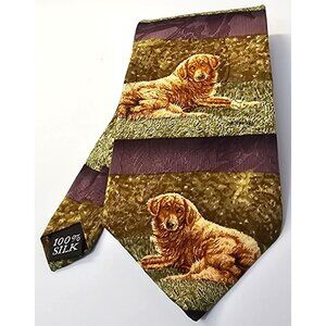 Golden Retriever Silk Tie Endangered Species  Silk "End Of The Season"